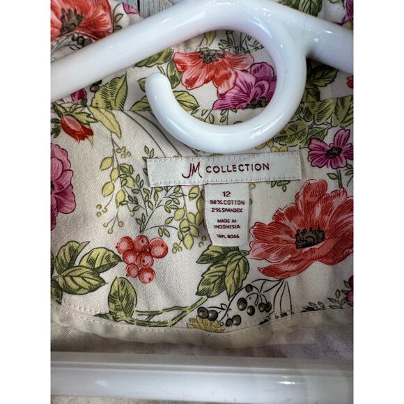 JM Collection Blazer Jacket Womens 12 Cream Green 3‎ Button Stretch Cottagecore - Picture 8 of 9